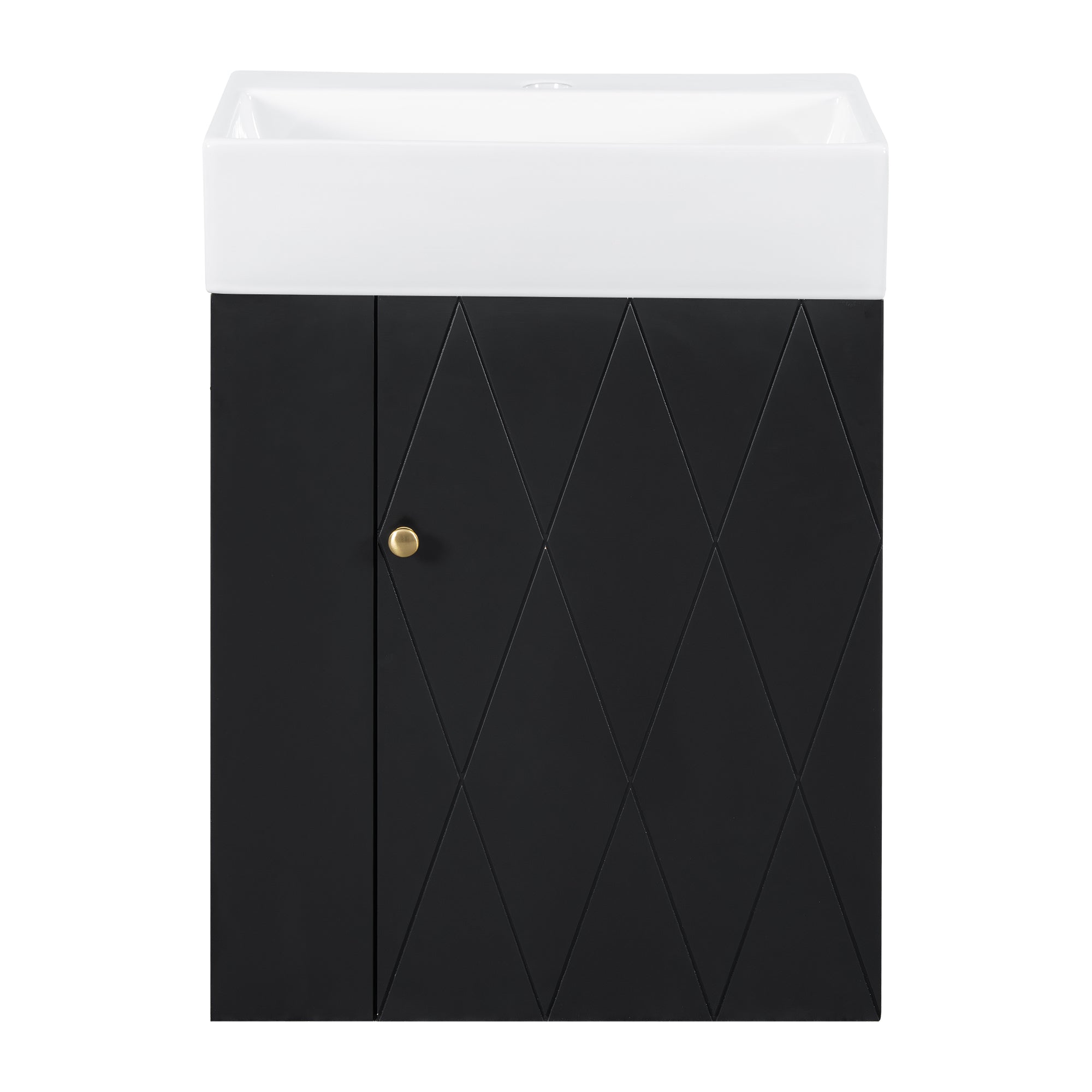 VanityFus 20-in Black Bathroom Vanity Single Sink Combo Ceramic Top 1 Soft Close Door Wall-mounted Adjustable Shelves